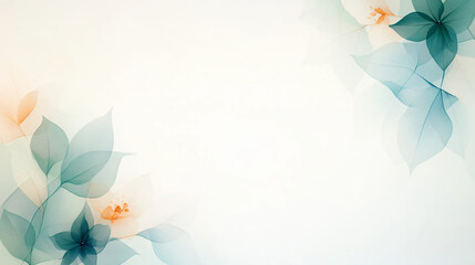 Obraz premium Soft gradient floral background with translucent leaves and flowers design with copy space,