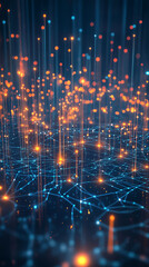 Obraz premium Abstract visualization of smart city with glowing lines and dots