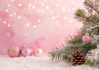 Obraz premium Soft Pink Watercolor Holiday Background with Gentle Light Effects for Festive Celebrations, Perfect for Card Designs, Invitations, and Seasonal Decorations