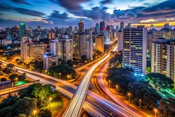 Fototapeta premium São Paulo South Zone Skyline Long Exposure Photography - MAC Museum Viewpoint