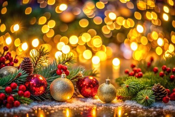 Sparkling Christmas Lights Background Capturing the Essence of Festive Celebration and Holiday Cheer with a High Depth of Field Effect