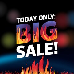 Today Only Big Sale Flaming Letters Design