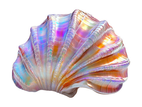 Colorful Seashell Isolated on Transparent Background for Graphics