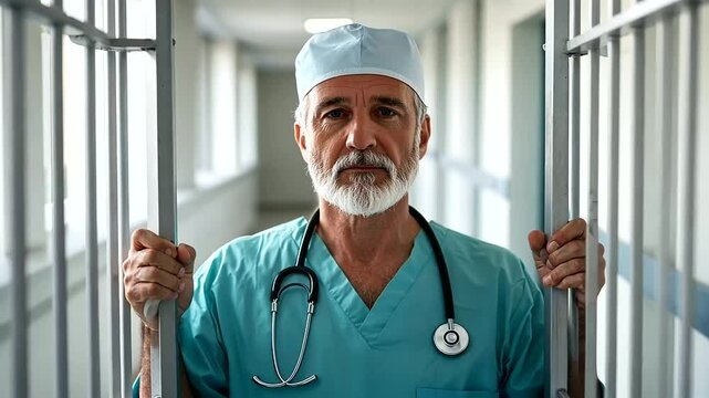 Doctor in Jail Cell Symbolizing Healthcare Ethics Consequences
