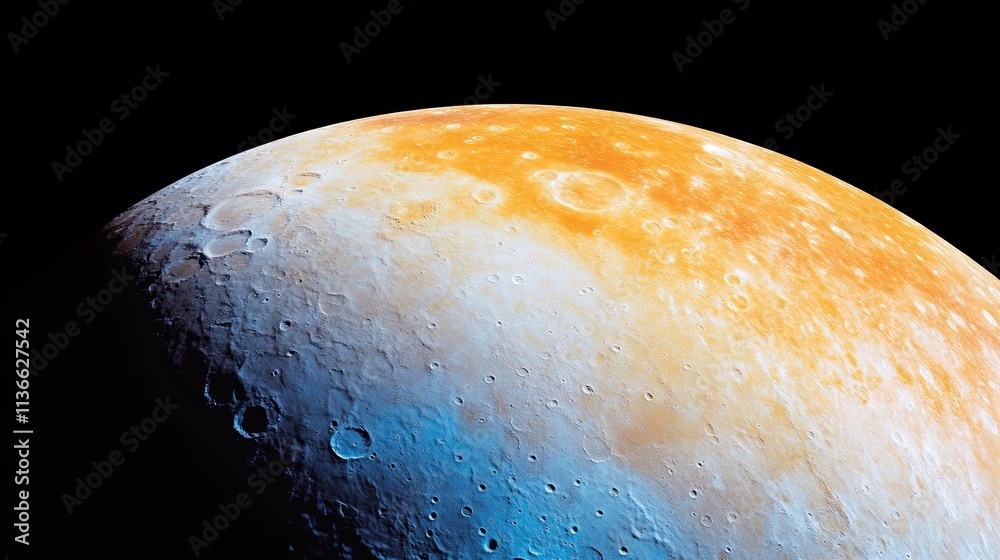 Poster vibrant surface of mercury showcasing its unique geological features