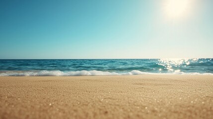 Waves Crashing on Sandy Shore Sunny Beach Nature Scene Oceanfront Low Angle Tranquil Beach Vibes