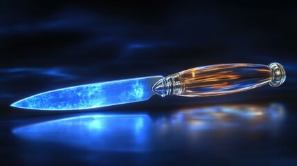 Glowing Dagger. Plasma pen Glass Light therapy wand LED strip Skin Beard Glowday Fastest Labs Piercing Mania Staleks Futuristic blue knife with transparent handle