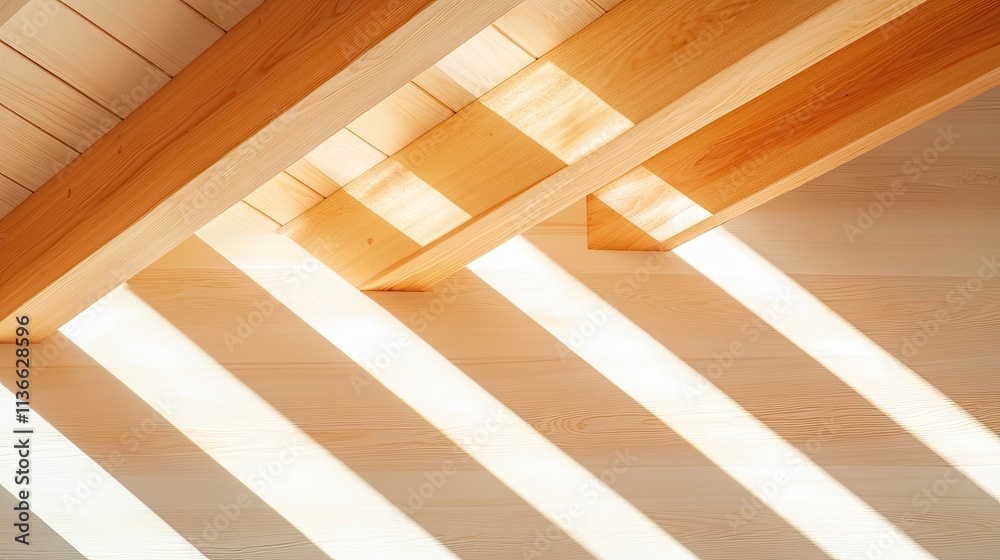 Poster exploring innovative wooden construction technologies with light and shadow effects