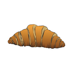 Croissant on white background. Hand drawn vintage style .Vector illustration. Isolated.