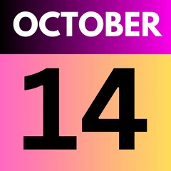Fototapeta premium October 14 . gradient Style calendar .date ,day, month , the month of October