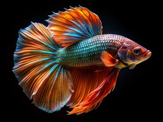 Fototapeta premium Stunning Copper Betta Fish Portrait, Vibrant Scales, Aquatic Photography, Close-Up Betta Splendens Image