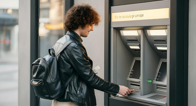 man withdrawing money from an atm	