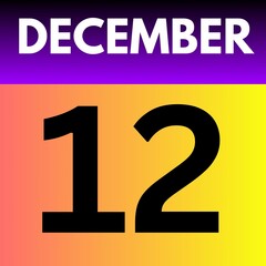 December 12 . gradient Style calendar .date ,day, month , the month of December