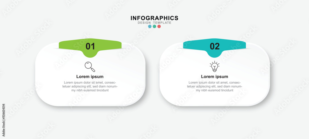 Fototapete Vector Infographic label design template with icons and 2 options or steps. Can be used for process diagram, presentations
