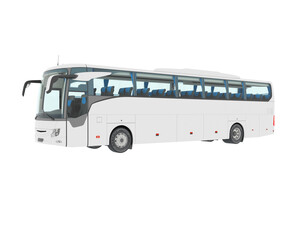 3D rendering bus set with blank surface for mockup branding, Coach Bus Mock-Up 3D illustration, Coach 3D Bus Front, Back, and Side view double-decker bus isolated on white