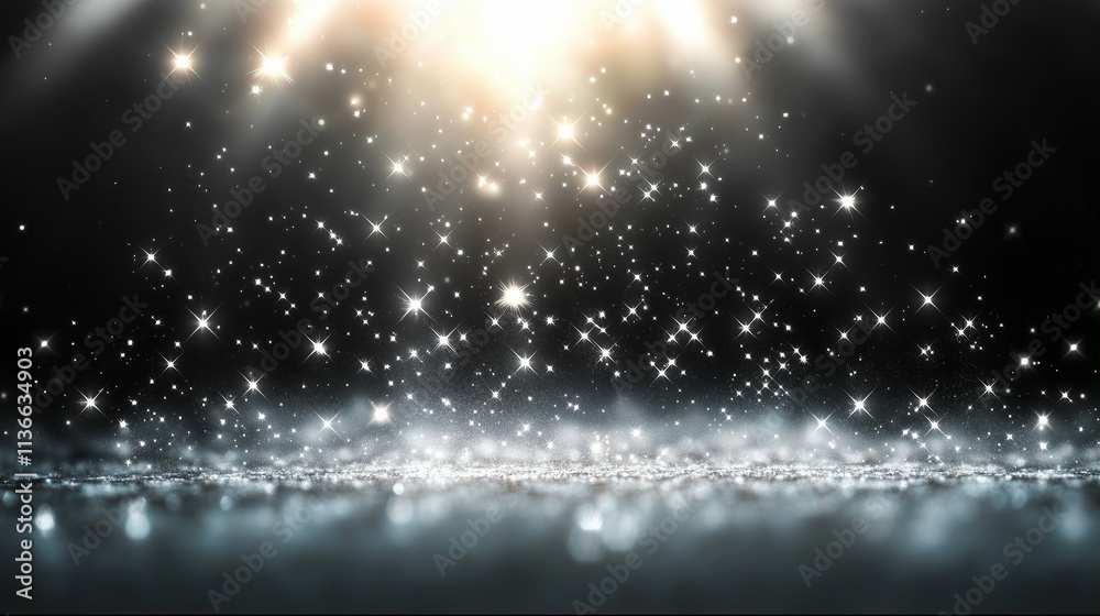 Poster sparkles shimmering light with sparkling background in a dazzling display