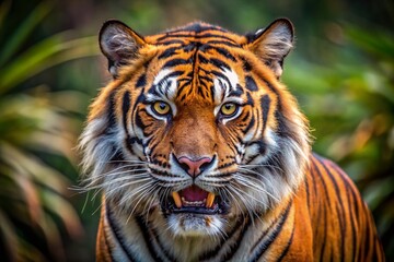 Obraz premium Sumatran Tiger Portrait: Angry Yet Beautiful Wildlife Photography