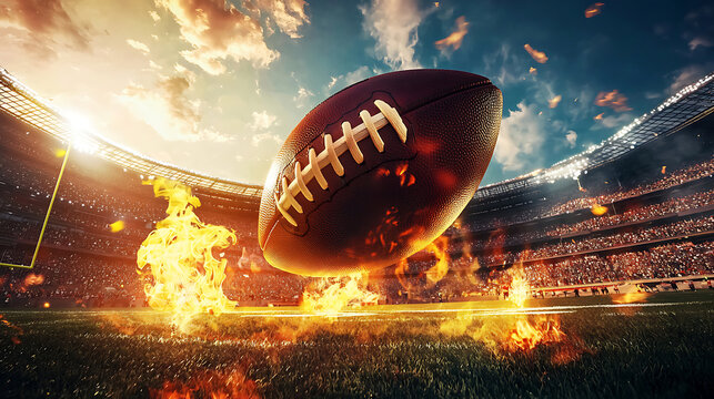 Fiery American Football in Big Super Bowl Game Event 
