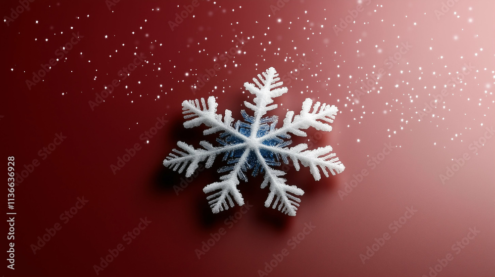 Poster snowflake in winter setting with sparkling effects and blurred background