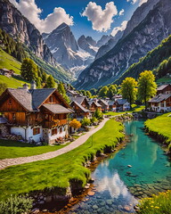 Fototapeta premium Picturesque Alpine Village