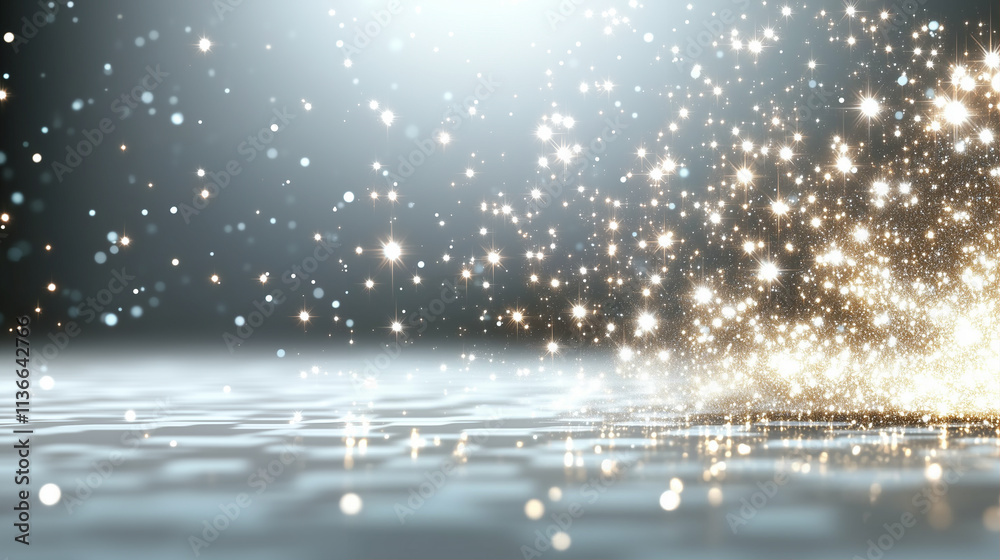 Poster sparkles and light effects on a sparkling background creating magical atmosphere for design and crea