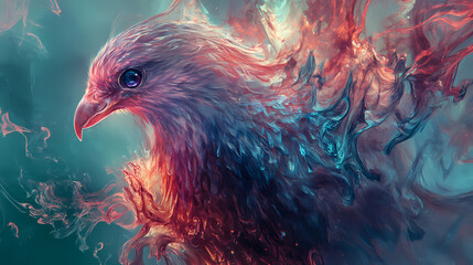 Fototapeta premium Whispers of the zephyr: a mythical portrait of the wind-borne bird (generative ai). Zephyrine. Illustration