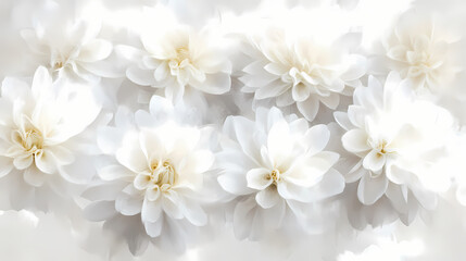 Obraz premium White flowers form a bouquet on a white background, resembling a painter's work. Zephyrine. Illustration