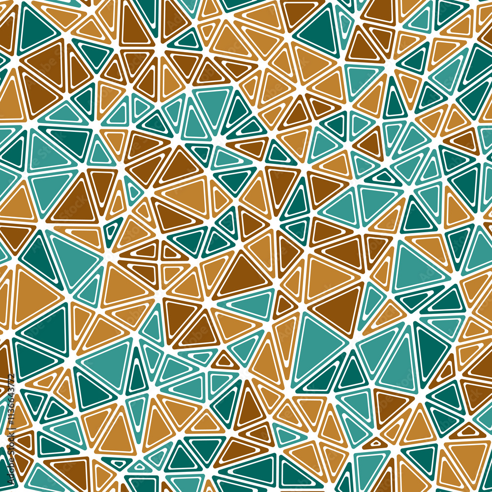 Poster abstract background with geometric mosaic shapes. rounded solid shapes in frames. compact triangles 