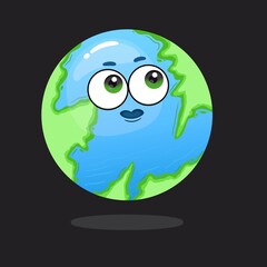 Cute funny Earth planet character.

Vector hand drawn cartoon kawaii character illustration icon. Isolated on white background. Cartoon baby Earth planet cute kawaii character concept