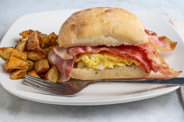 bacon  and scramble egg breakfast sandwich