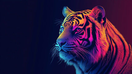 Obraz premium Colorful and striking tiger portrait showcasing vibrant colors and bold lines