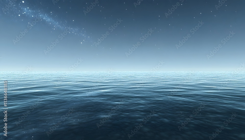 Aufkleber tranquil ocean scene under starry night sky with calm water surface and subtle twilight colors for p
