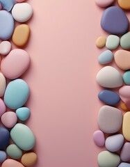 Obraz premium Generated image Aesthetic background featuring a collection of smooth pebbles in soft pastel colors