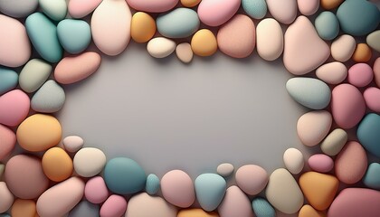 Generated image Aesthetic background featuring a collection of smooth pebbles in soft pastel colors