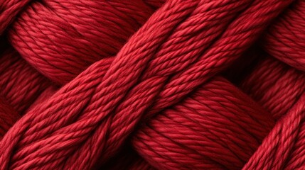 Vibrant red yarn is tightly woven, showcasing texture and depth, perfect for knitting, crafting, or textile design projects, Suitable for creative blogs, DIY tutorials, or product promotions,