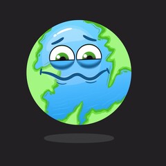 Cute funny Earth planet character.

Vector hand drawn cartoon kawaii character illustration icon. Isolated on white background. Cartoon baby Earth planet cute kawaii character concept