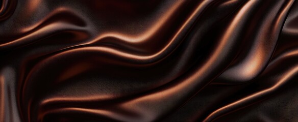 Obraz premium Luxurious flowing dark brown silk fabric with shimmering highlights and smooth texture