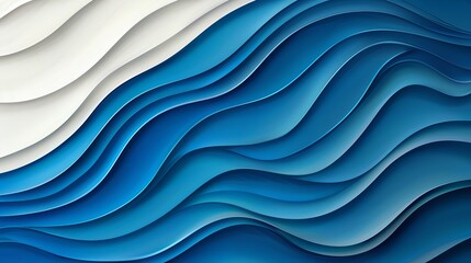 Obraz premium A mesmerizing abstract wave pattern in various shades of blue and white, showcasing smooth curves and a calming oceanic feel. good for desktop background
