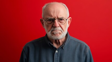 Obraz premium Angry aggressive rude grandpa composition background