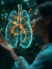 Doctor shows pill medicine for lung disease.