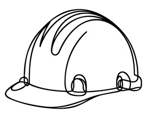 Safety helmets continuous one line drawing. construction concept. Vector illustration minimalist background.