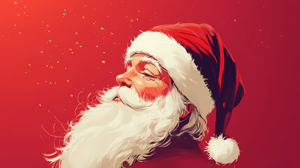Santa clause on the red background. Zephyrine. Illustration