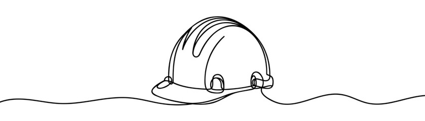 Safety helmets continuous one line drawing. construction concept. Vector illustration minimalist background.