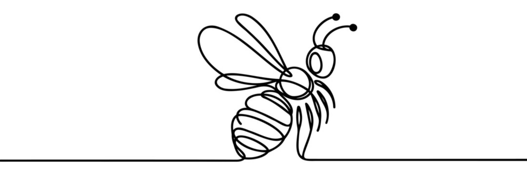 recommend clip art: Continuous one line drawing of flaying bee. Simple illustration of honey bee line art vector illustration.