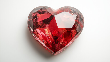 Crystal red heart symbol on white background  
