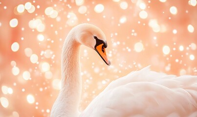 Fototapeta premium A swan is laying on the ground