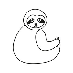 Adorable sloth sitting half-side. Hand drawn friendly tropical bear doodle