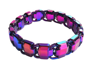 Colorful Chain Bracelet with Gradient Effect on Transparent Background
