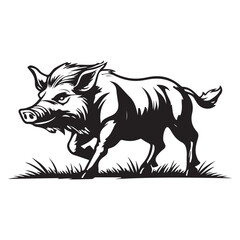 Line art of wild boar vector silhouette