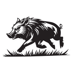 Line art of wild boar vector silhouette